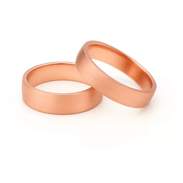 14 Ayar 5 mm Rose Altın Mat Klasik Alyans Çifti