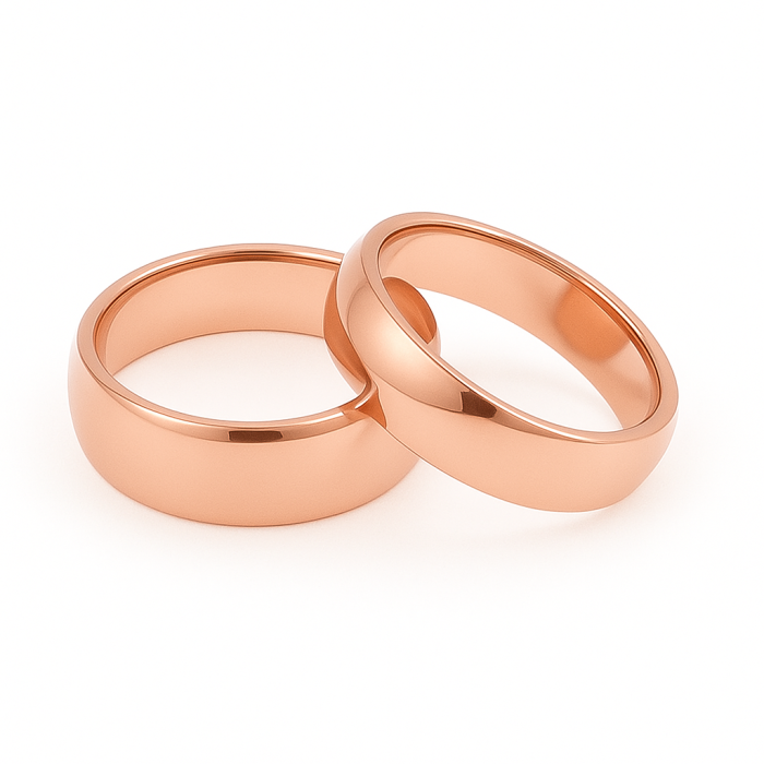 14 Ayar 4 mm Rose Altın Klasik Bombeli Alyans Çifti