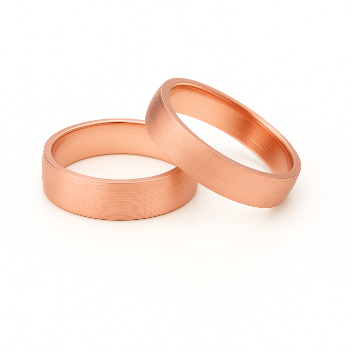 14 Ayar 5 mm Rose Altın Mat Klasik Alyans Çifti