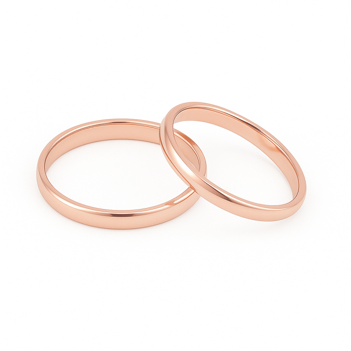 14 Ayar 2 mm Rose Altın Klasik Alyans Çifti