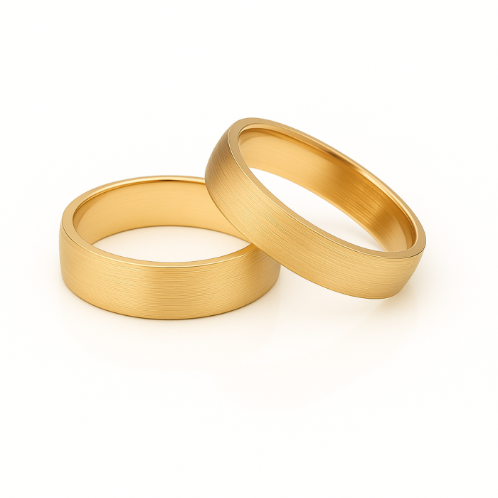 14 Ayar 5 mm Sarı Altın Mat Klasik Alyans Çifti