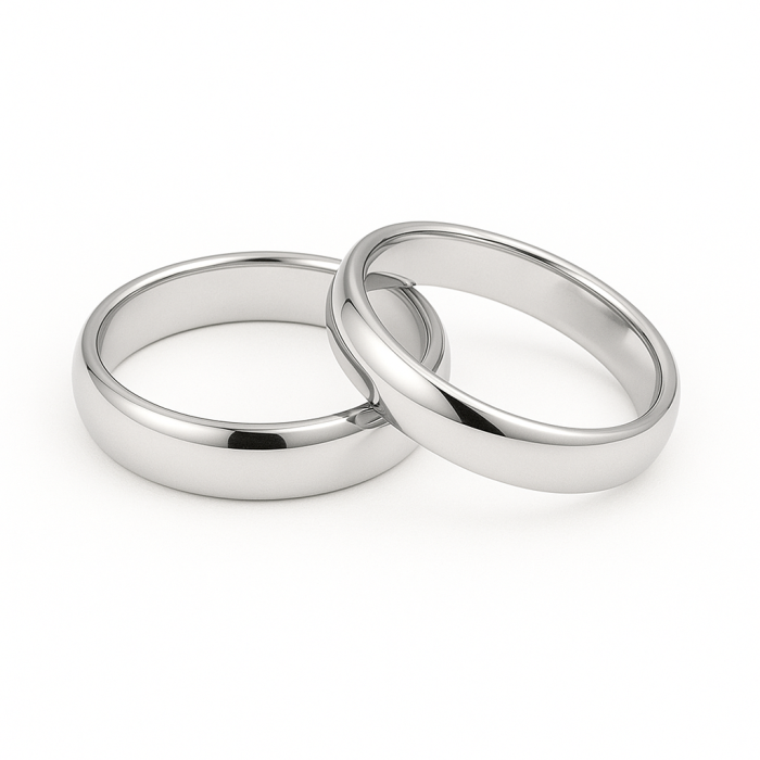 14 Ayar 6 mm Beyaz Altın Klasik Bombeli Alyans Çifti