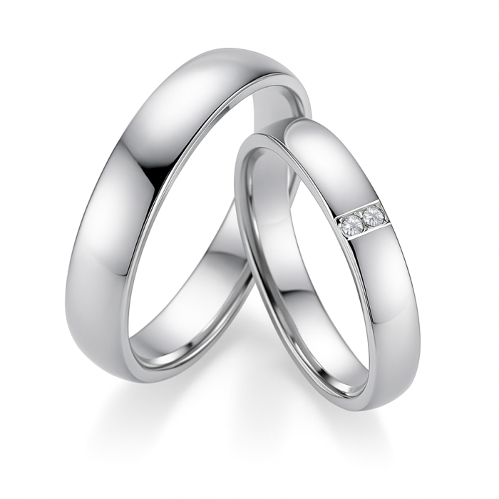 14 Ayar 5 mm Beyaz Altın Alyans Çifti