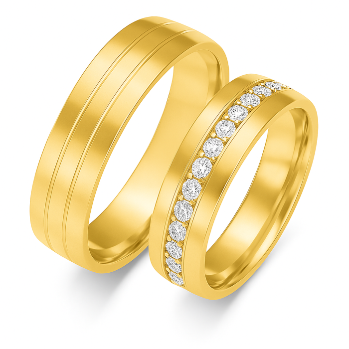 14 Ayar Sarı Altın Çift Alyans