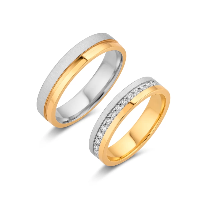 14 Ayar Çift Renkli Sarı & Beyaz Altın Alyans