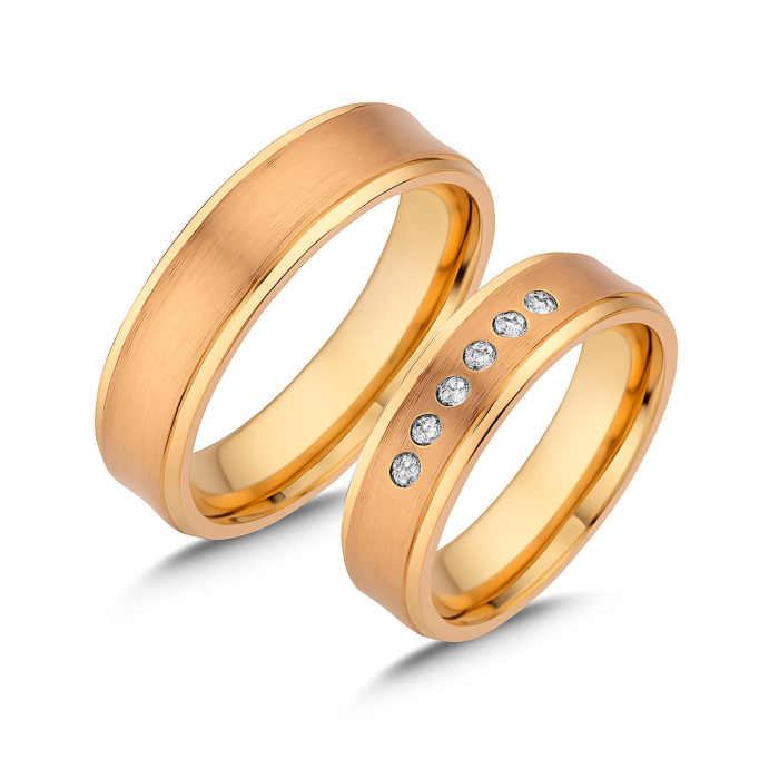 14 Ayar Rose Altın Çift Alyans